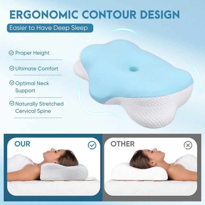 Sur Le Dos Elegear Oreiller Ergonoique Cervical, 60D Oreiller Eoire Fore Pour Oreiller Dormeur Sur Le Dos Elegear Oreiller Ergonoique Cervical, 60D Oreiller Eoire Fore Pour Oreiller Dormeur