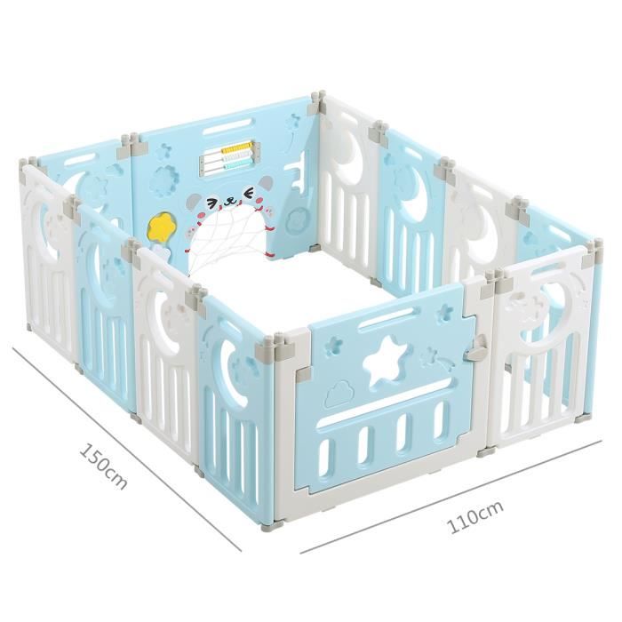 Parc Bebe En Plastique 10 2 Panneaux D Activite Et Porte Barriere Securite Enfant Pliable Bleu Cdiscount Puericulture Eveil Bebe