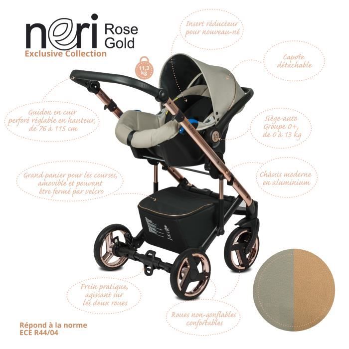 Poussette Trio 3 en 1 Neri RoseGold Beige Landau poussette promenade siege auto Groupe 0 Avec ses accessoires. Cdiscount Puericulture Eveil bebe