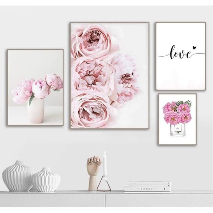 Lot De 8 Posters Infinity Rose Love BLCKART - Double Face Fleurs Roses Et Paris (A3/A4/A5)