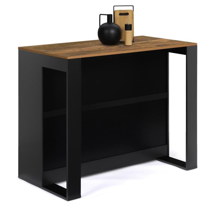 Table haute ID Market Table de bar îlot CINA 100 cm bois noir et