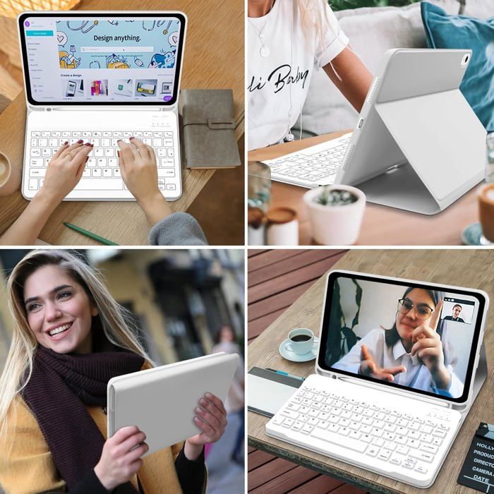 Étui iPad 9e génération avec clavier tactile, coque avec clavier