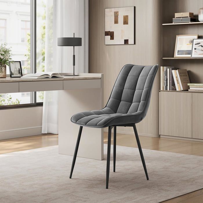 WOLTU Lot de 6 Chaises de Salle à Manger, Fauteuil en Velours, Rembourrée, avec Accoudoirs, Pieds en Bois Massif, pour Cuisine Salon Chambre, Bleu