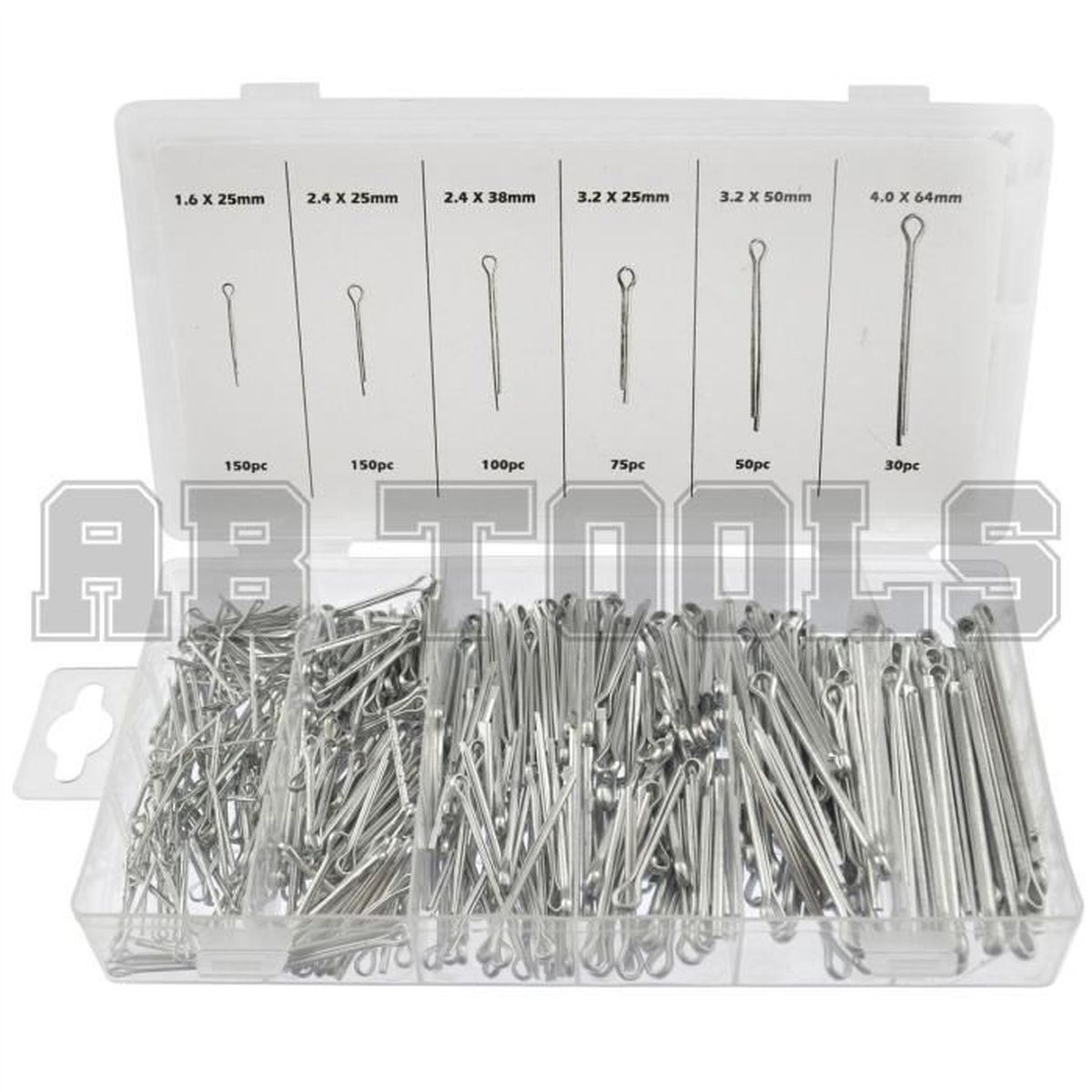 HURRISE Goupille fendue 555 pièces Kit d'assortiment de goupilles fendues Kit d'outils de pièces