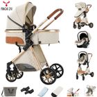 Poussette canne haute qualité 3 en 1, Poussette combinées bebe - Magic ZC - Sièges auto, nacelle, Acec grand panier, V9 Blanc