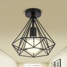MELISSA & DOUG STOEX Plafonnier Industrielle Cage forme Diamant Noir Lustre Suspension en Métal Fer Luminaire pour Cuisine Couloir