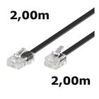 Cordon Téléphone ADSL - DITM® - RJ11 mâle vers RJ45 mâle - 2,00 m - Noir - Cordon méplat