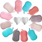 DLZAOAO 12pcs Eponges Microfibre Vaisselle Lavable Grattante Antibactérienne Tampons Non Odor pour Poêlons Antiadhésifs Poêles Pots avec 2