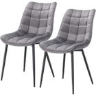 WOLTU Lot de 2 Chaises de salle à manger, Chaise de cuisine scandinaves en velours, Pieds en métal, Gris Clair W0ATT0091-2