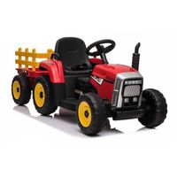 Tracteur électrique enfant avec remorque - MINI TRACTEUR - Batterie renforcée - Rouge - A partir de 12 mois
