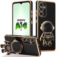 Coque pour Samsung Galaxy A14 4G-5G, Protection Antichoc Ultra Slim avec Support Astronaute 3D Ajustable Noir