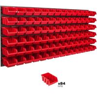 Système de rangement 174 x 78 cm a suspendre 84 boites bacs a bec M rouge boites de rangement