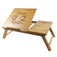 KKTONER Table pour ordinateur portable Support d'écran réglable en hauteur Plateau de lit pliable 55x35cm en bambou