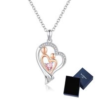 Collier Femme - Diamant Pendentif Cœur avec Cristal - Cadeau Femme