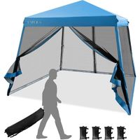 RELAX4LIFE Tonnelle de Jardin 3 X 3 M avec Moustiquaire Amovible | Tente Pliante Imperméable & Anti-UV | Sac de Transport | Bleu