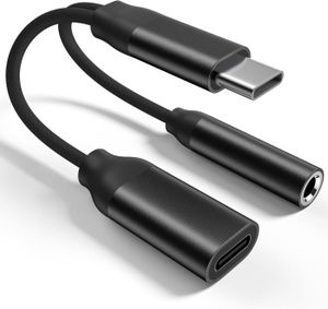 Adaptateur Audio Type-C 2-en-1 : Port Jack 3,5mm + Charge Rapide 60W - Compatible IPhone 15/16, Samsung, Huawei, Xiaomi
