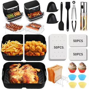 Kit Accessoires Air Fryer 6 Pièces - Grilles Et Brochettes Inox 304 - Pour Cosori 10L Et Ninja