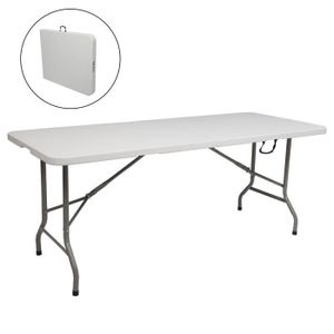 TABLE DE CAMPING Table longue pliable, aussi bien à l'intérieur qu'à l'extérieur, facile à ranger, blanche, durable