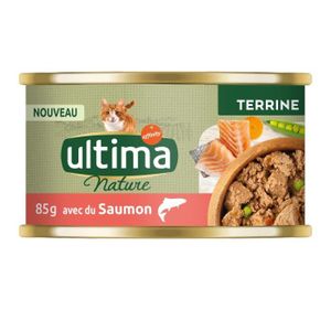 BOITES - PATÉES LOT DE 6 - ULTIMA NATURE - Pâtée pour chat Adulte en terrine au saumon - boîte de 85 g