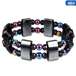 Hommes Femmes Rainbow Noir Magnétique Bracelet Perles Hématite Pierre Santé Bijoux