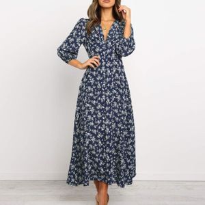 ROBE Robe d'été des Femmes bohème Robe V-Cou Dame rétro