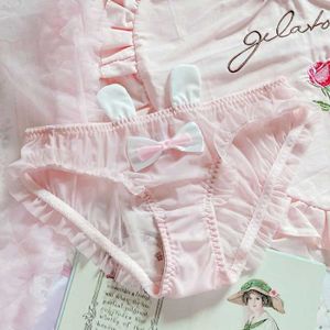 CULOTTE - SLIP Culotte-slip,Lolita Lolita en dentelle transparente de style japonais pour filles,sous-vêtements fins,doux,rose- Silver Color