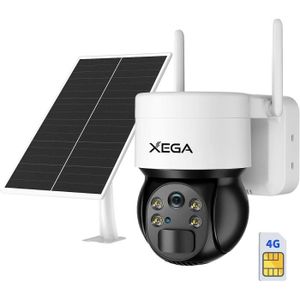 CAMÉRA IP 2K Caméra Surveillance Solaire Extérieure Xega 3G-4G LTE sans Fil avec 6W Panneau Solaire 10000mAh Batterie Vision Nocturne