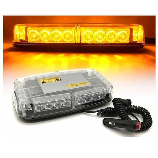 Gyrophare LED Barre 56 Diodes Orange | 15 Modes Flash, 12-24V, étanche IP65, Certificat E-Mark (76.2 Cm) - 2