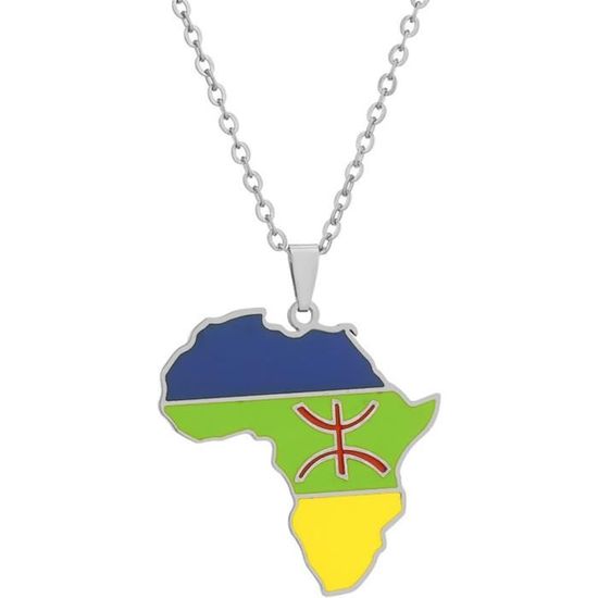 Pendentif Drapeau Berbère Amazigh - Collier Symbole Kabyle 2,3 Cm En Acier 316L