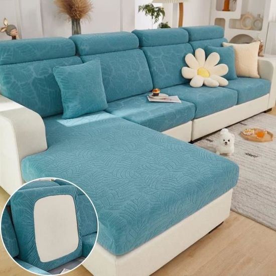 Surwin Housse De Coussin De Canapé Extensible - Gris Foncé - Chaise Longue - Anti-taches Et Rayures