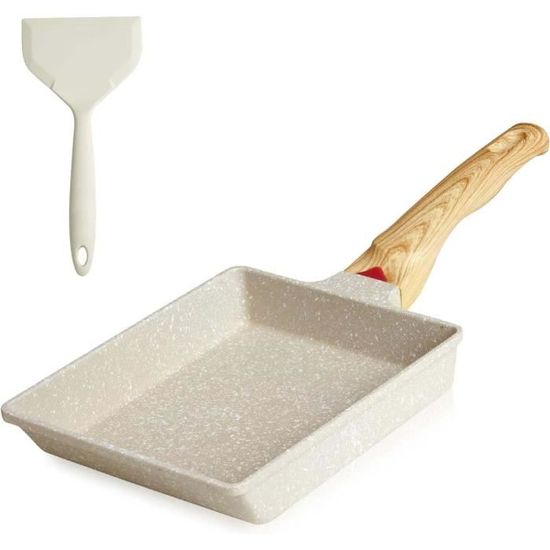 Poêle à Omelette Japonaise Rectangulaire Tamagoyaki - Anti-Adhésive En Aluminium Vert Avec Spatule Silicone, Idéale Pour Œufs, Crêpes Et Sandwichs Sur Tous Feux