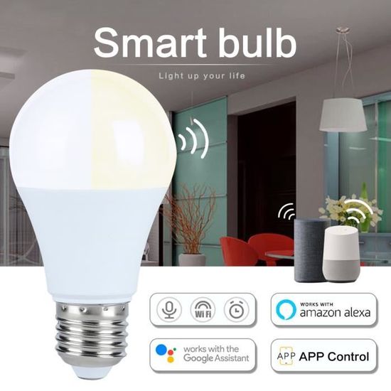 15W 1500lm Ampoule Connectée LED 2000-7000K Ampoule WIFI Intelligente E27 Compatible avec Amazon Alexa-Google Home 220V HB013 HB010