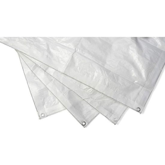 Bâche De Protection Blanche Étanche 4x6m - PE 260g/m² Avec Œillets Pour Jardin Et Stockage