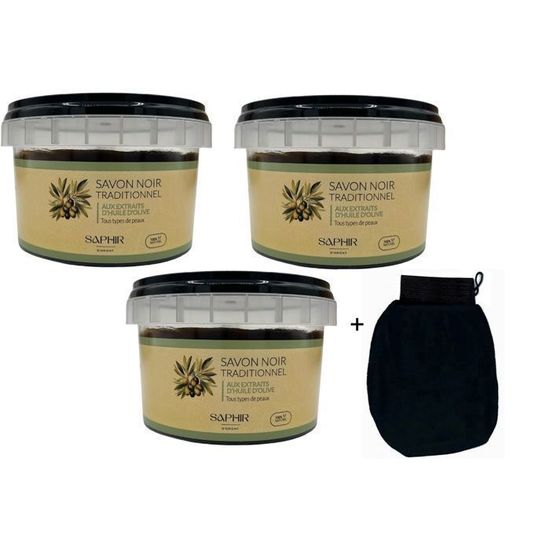 Savon Noir Du Maroc à L'huile D'Olive - Marque Saphir - 200 G Ou 1 Kg - Pour Corps Et Visage