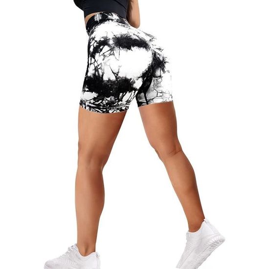 Short de Sport Femme Push Up Yoga Taille Haute Slim Fit Butt Scrunch Opaque  sans Couture Course Gym Anti-Cellulite Elastique