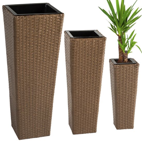 Lot De 2 Pots De Fleurs Sur Pied TecTake - Métal Noir, 2 Tailles, Pour Intérieur/extérieur - 9