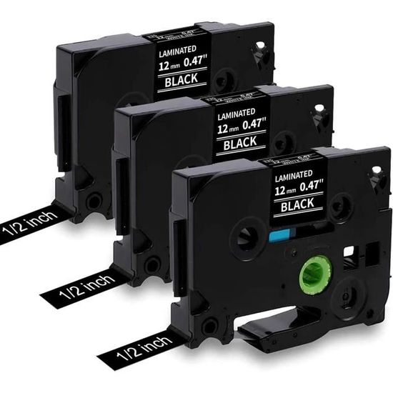 3X Ruban Compatible pour Brother PTouch Étiqueteuse TZ TZe335 12mm x