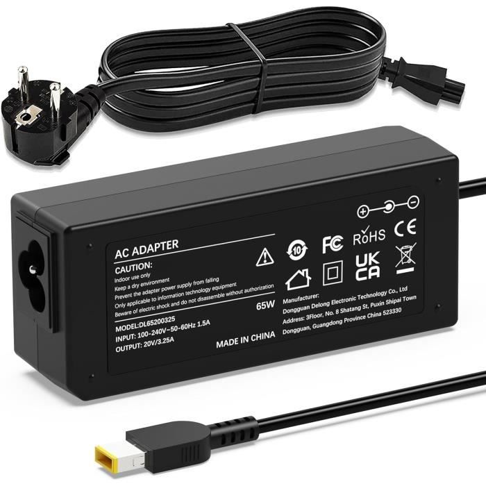 Chargeur 65W Pour Lenovo ThinkPad T430 T440 T450 T460 Etc. - Adaptateur Secteur Syfrufo - Garantie 2 Ans