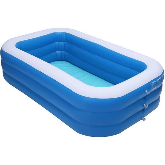 Piscine Enfant Gonflable Rectangulaire, Pataugeoire Gonflable Adulte 210cm Grande Pataugeoire Familiale, Bassin Aquatique à Parois Épaissies pour Jardin, Extérieur et Fêtes d'Été