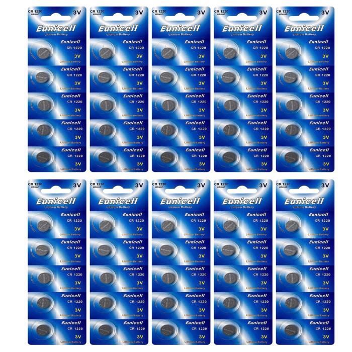 Lot de 50 Piles bouton plates lithium type CR1220 3V compatibles BR1220 — free download