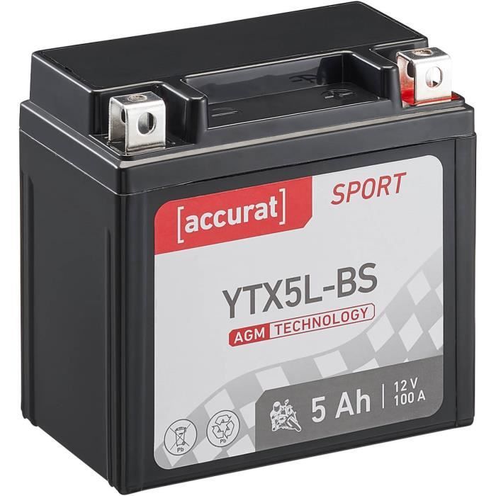 Batterie moto YTX5L-BS 5Ah AGM