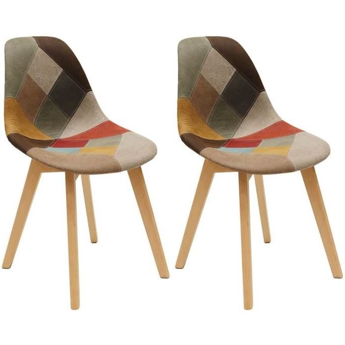 Bradu - Lot de 2 Chaises Patchwork Motif Vintage