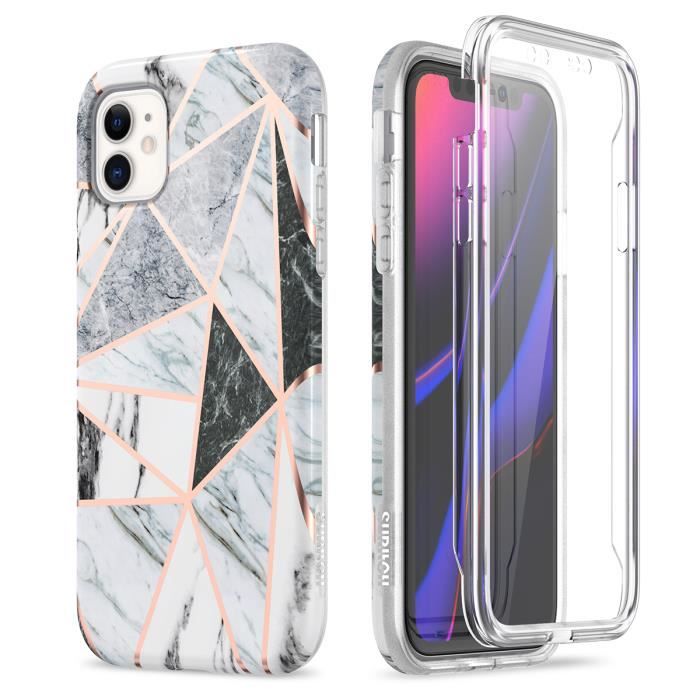 Supgear Coque iPhone 11 Complète de Protection Antichoc Bumper avec Protecteur d'écran Intégré Or rose