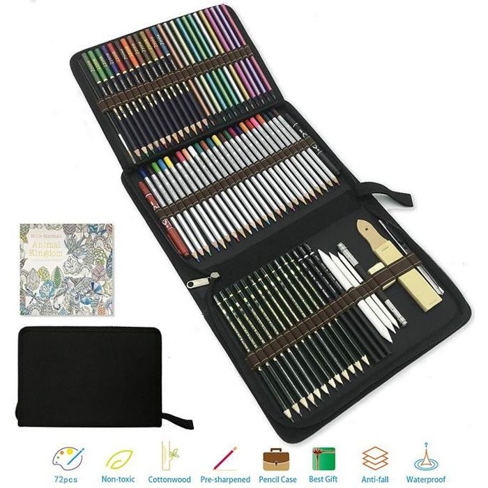 Crayon de Couleur Kit de Dessin Pro,meilleur crayon de couleur, Coffret de Crayon de Couleurs Professionel Adultes et Enfants - I
