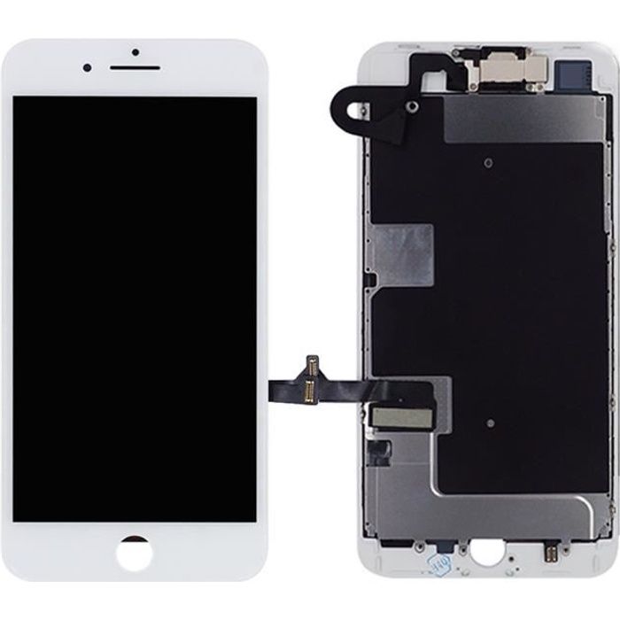 Ecran Complet iPhone 8 Blanc Prémonté avec Caméra avant + Ecouteur Interne (Prémonté) - accessoires:sans verre trempé