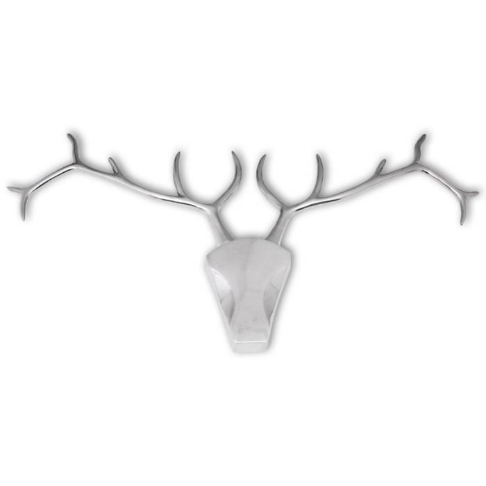 P168 vidaXL Decoration murale en forme de tete de cerf Aluminium Argente