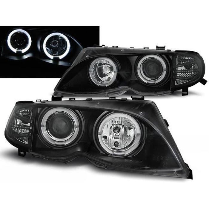 Paire de phares BMW serie 3 E46 01-05 angel eyes noir