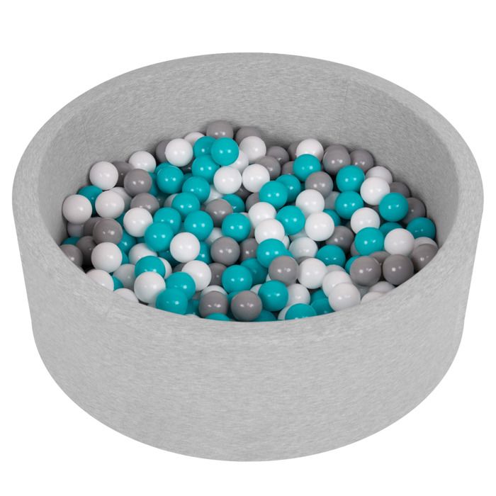 Selonis Piscine À Balles 90X30cm-200 Balles Ronde En Mousse Pour Bébé Enfant, Gris Clair: Gris-Blanc-Turquoise