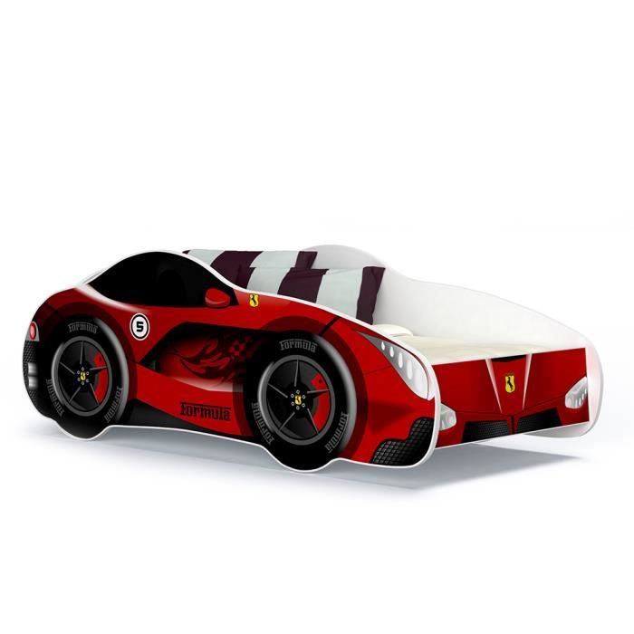 Lit Voiture pour Enfant 140x70 sport rouge + matelas + sommier !