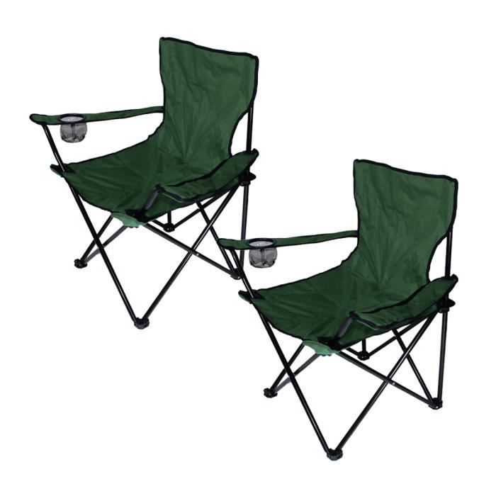 2pcs vert chaises de camping pliantes, tabrouet de peche pour pique-nique, 50 x 50 x 80 cm fauteuil exterieur en plein air - PEIQILA